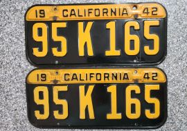 1942 California License Plates, DMV Clear 