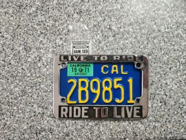 1971 California Motorcycle License Plate, DMV     