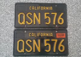 1965 California License Plates, DMV Clear 
