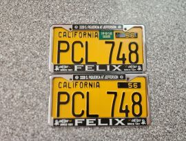 1958 California License Plates, DMV Clear, EX 
