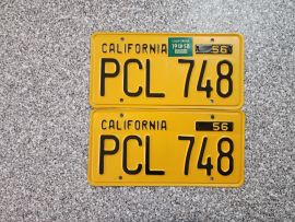 1958 California License Plates, DMV Clear, EX 