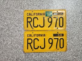 1958 California License Plates, DMV Clear 