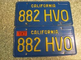 1973 California License Plates, DMV Clear 