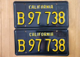 1963 California Commercial License Plates, DMV  