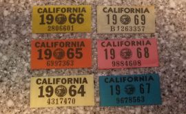 CA License Plate Validation Sticker, 1964 to 1969