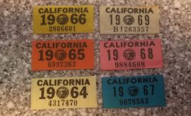 CA License Plate Validation Sticker, 1964 to 1969