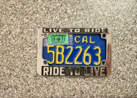 1971 California Motorcycle License Plate, DMV     