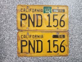 1958 California License Plates, DMV Clear 