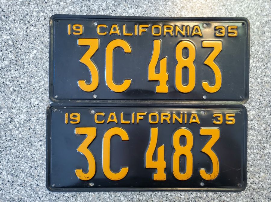 1935 California License Plates, DMV Clear