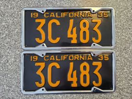 1935 California License Plates, DMV Clear 