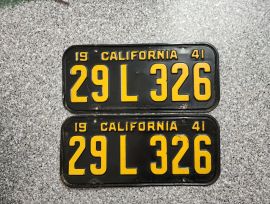 1941 California License Plates, DMV Clear 