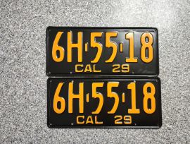 1929 California License Plates, DMV Clear 