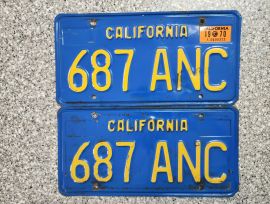 1970 California License Plates, DMV Clear 