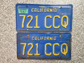 1971 California License Plates, DMV Clear, G