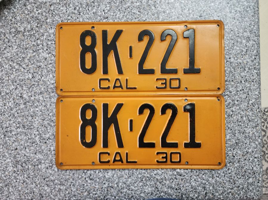 1930 California License Plates, DMV Clear