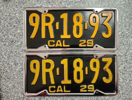1929 California License Plates, DMV Clear 