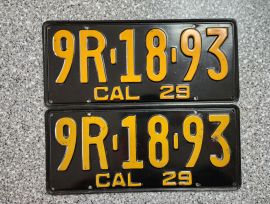1929 California License Plates, DMV Clear 