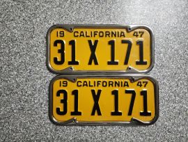 1947 California License Plates, DMV Clear 