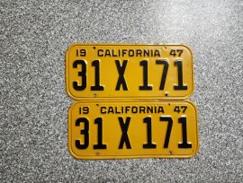 1947 California License Plates, DMV Clear 