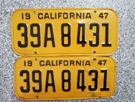 1947 California License Plates, DMV Clear 