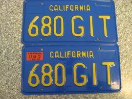 1973 California License Plates, DMV Clr