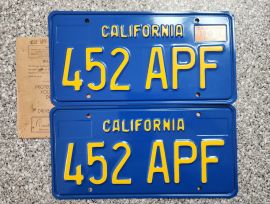 1970 California License Plates, DMV Clear 