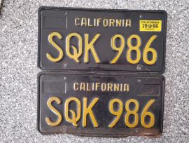 1965 California License Plates, DMV Clear 