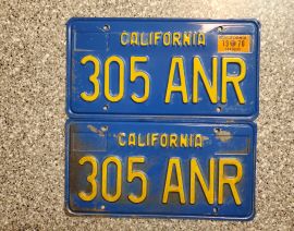1970 California License Plates, DMV Clr