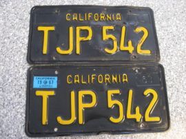 1967 California License Plates, DMV Clear 