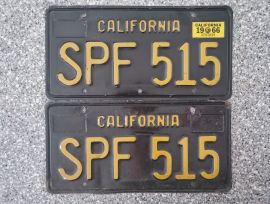 1966 California License Plates, DMV Clear 