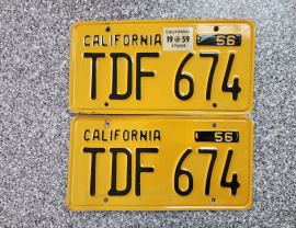 1959 California License Plates, DMV Clear 