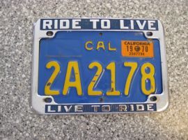1970 California Motorcycle License Plate, DMV CLR
