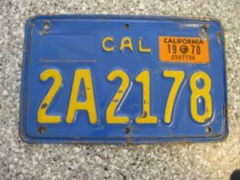 1970 California Motorcycle License Plate, DMV CLR