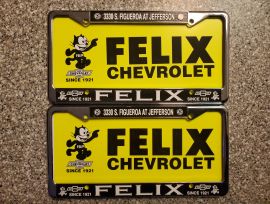 Felix Chevrolet License Plate Frames, Pair, Unused