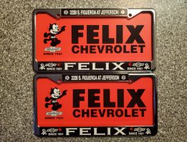 Felix Chevrolet License Plate Frames, Pair, Unused