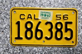 1962 California Motorcycle License Plate, Clear
