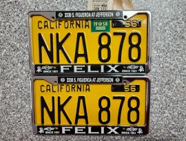 1958 California License Plates, Prof-Restored