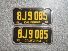 1951 California License Plates, DMV Clear 