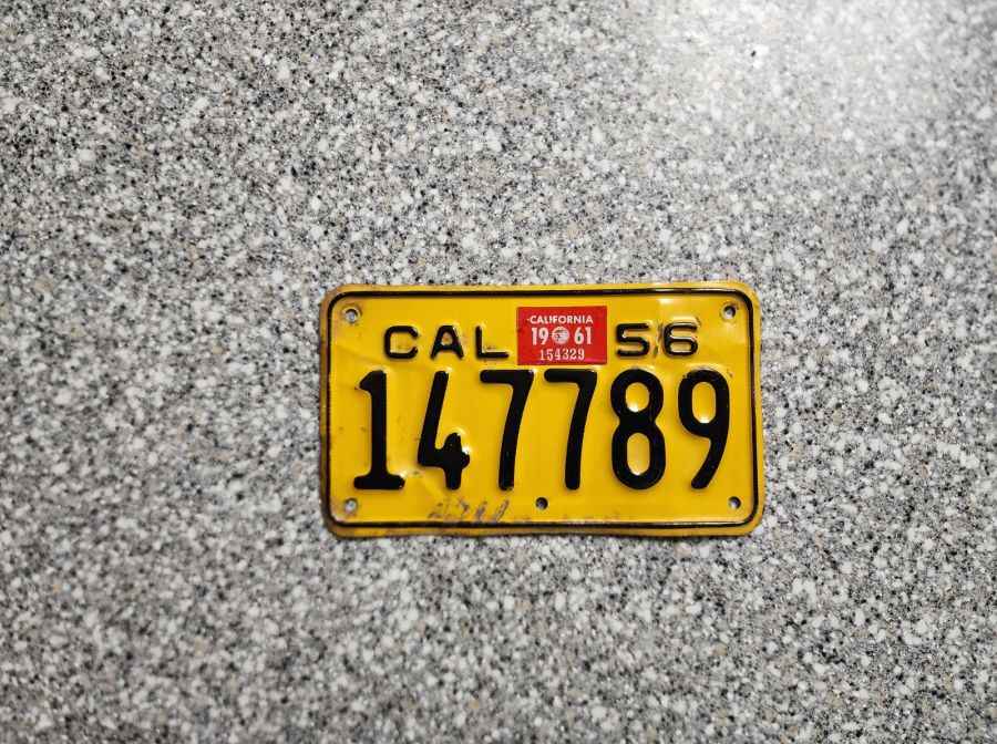 1961 California Motorcycle License Plates, DMV