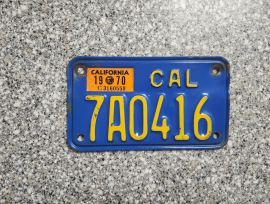 1970 California Motorcycle License Plate, DMV Clr