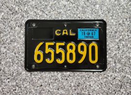  1967 California Motorcycle License Plate, DMV Clr
