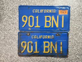 1970 California License Plates, DMV Clr           