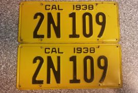 1938 California License Plates, DMV Clr
