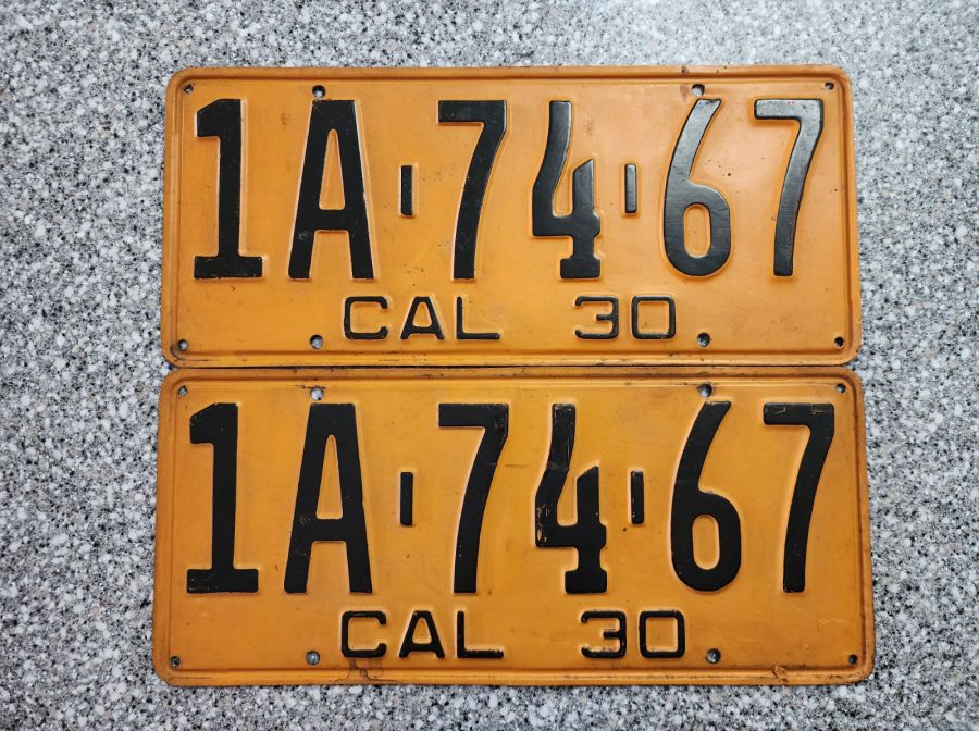1930 California License Plates, DMV Clr