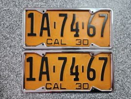 1930 California License Plates, DMV Clr