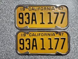 1947 California License Plates, DMV Clr