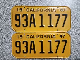 1947 California License Plates, DMV Clr