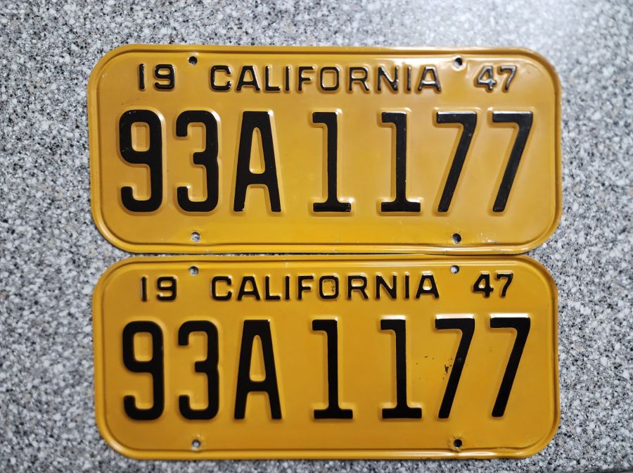 1947 California License Plates, DMV Clr