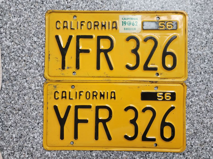 1962 California License Plates, DMV Clr