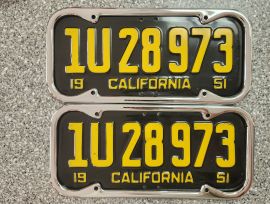 1951 California License Plates, DMV Clear 